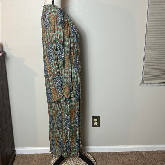 EUC Carolina K x Anthropologie green patterned pleated dress - Picture 10 of 15
